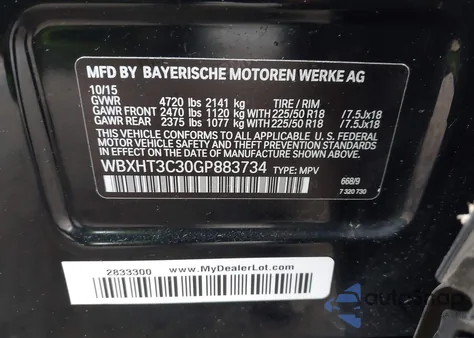 2016 BMW X1 xDrive28I z USA, uszkodzony, nr VIN WBXHT3C30GP883734
